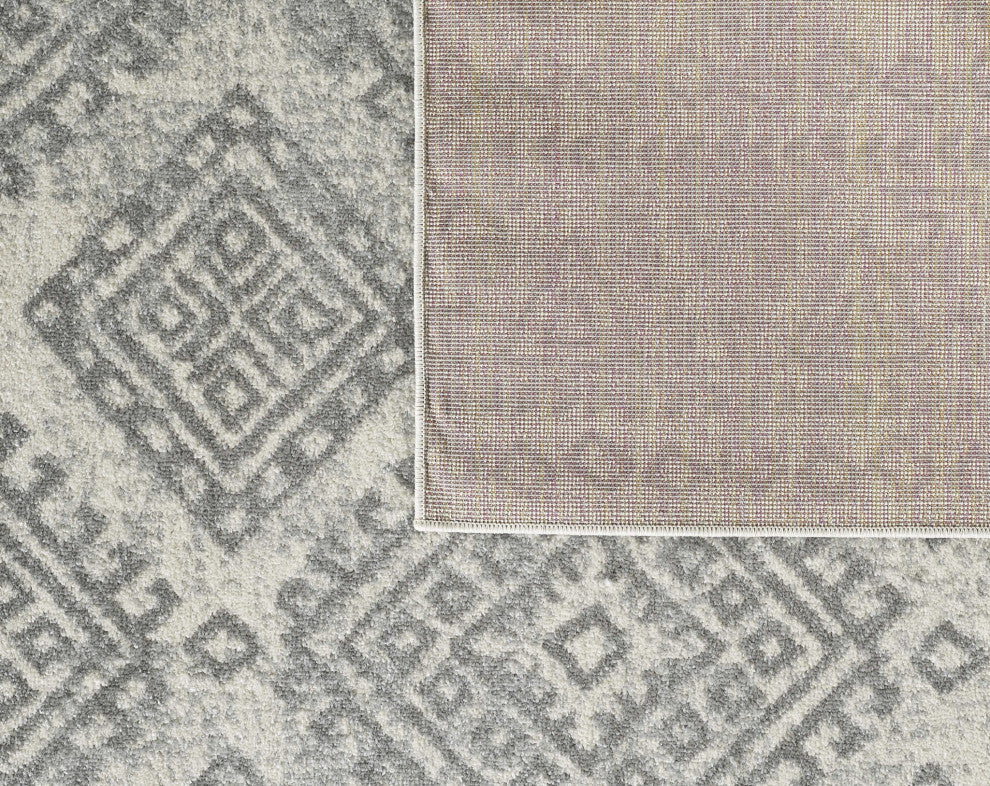 HomeRoots 81" X 144" Ivory or Grey Polypropylene Rug