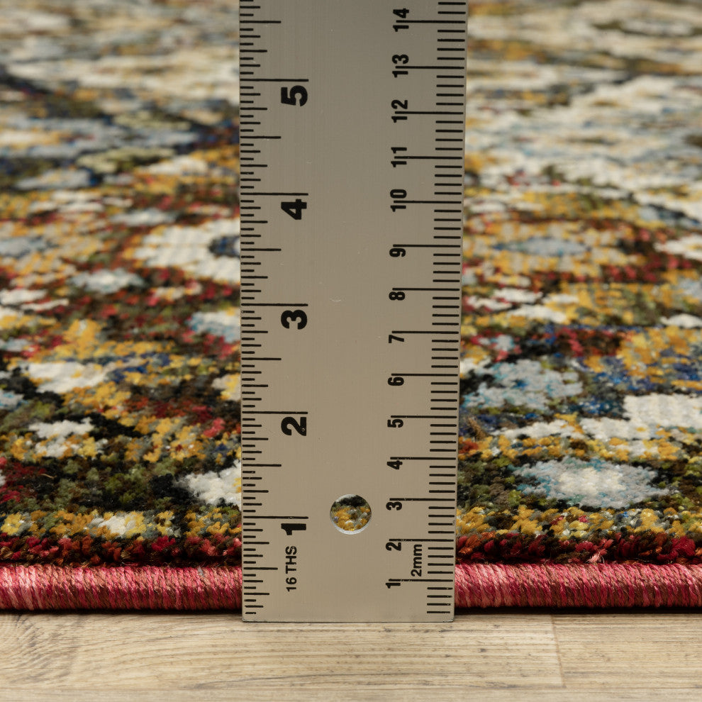 Adeline Traditional Panel Medallions Red/ Multi Area Rug 7'10" x 10'10"