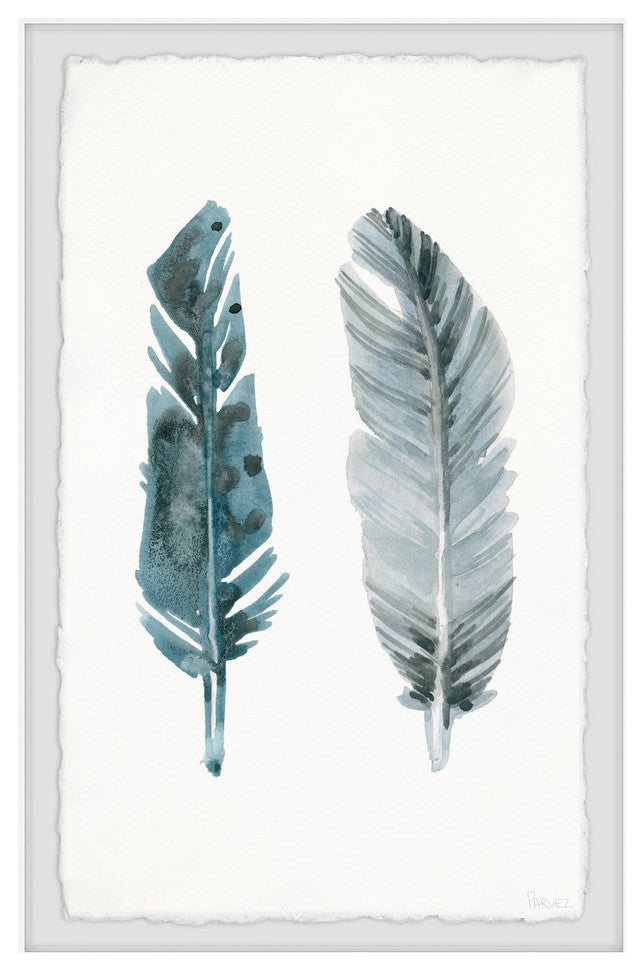 "Metallic Feathers" Framed Painting Print, 12"x18"
