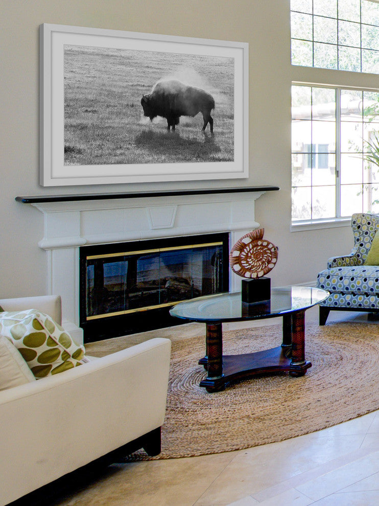 Marmont Hill, "Lone Buffalo" Framed Painting Print, 18x12