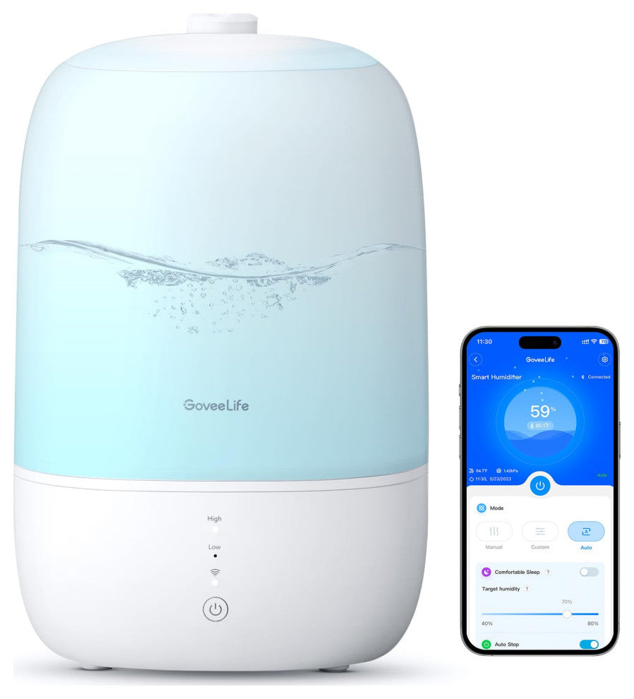 Smart Humidifiers for Bedroom, 3L Top Fill Cool Mist Humidifiers With Essential.