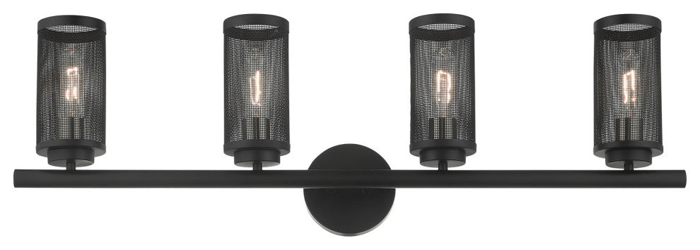 Livex Lighting Industro 4 Light Black, Brushed Nickel Large Vanity Sconce