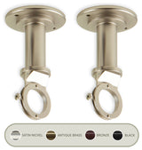 1" Industrial Pipe Wall/Ceiling Single Bracket, Set of 2, Satin Nickel