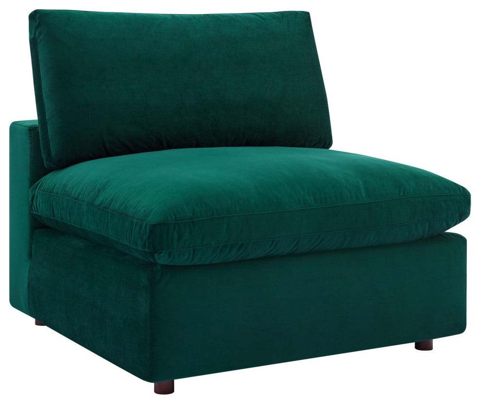 Commix Down Filled Overstuffed Performance Velvet 5-Piece Sectional, Green