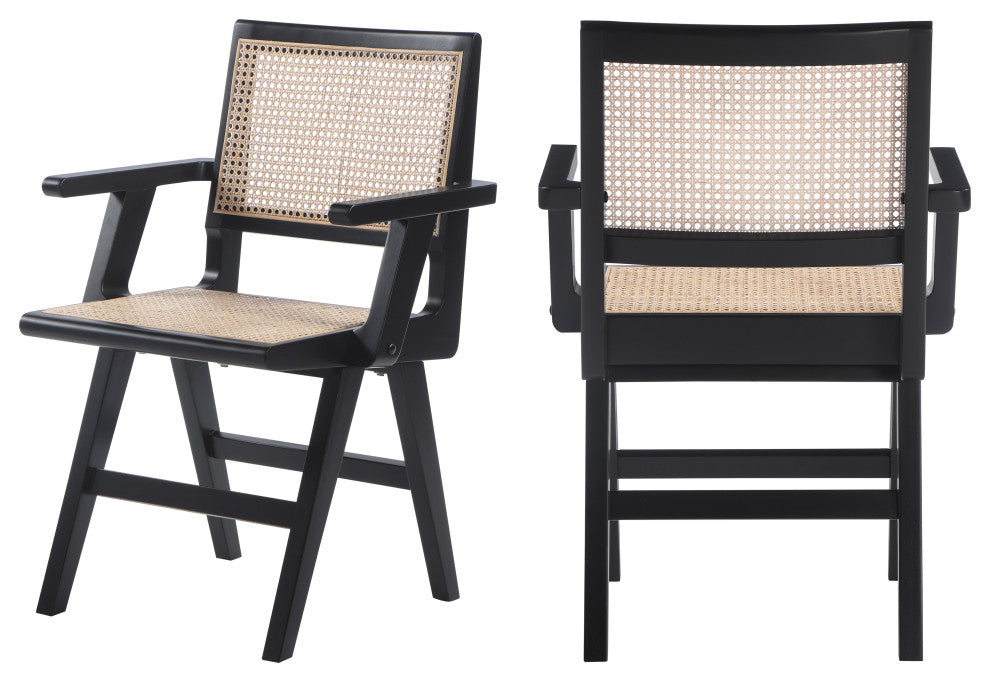 Preston Dining Chair, Set of 2, Black, Arm Chair