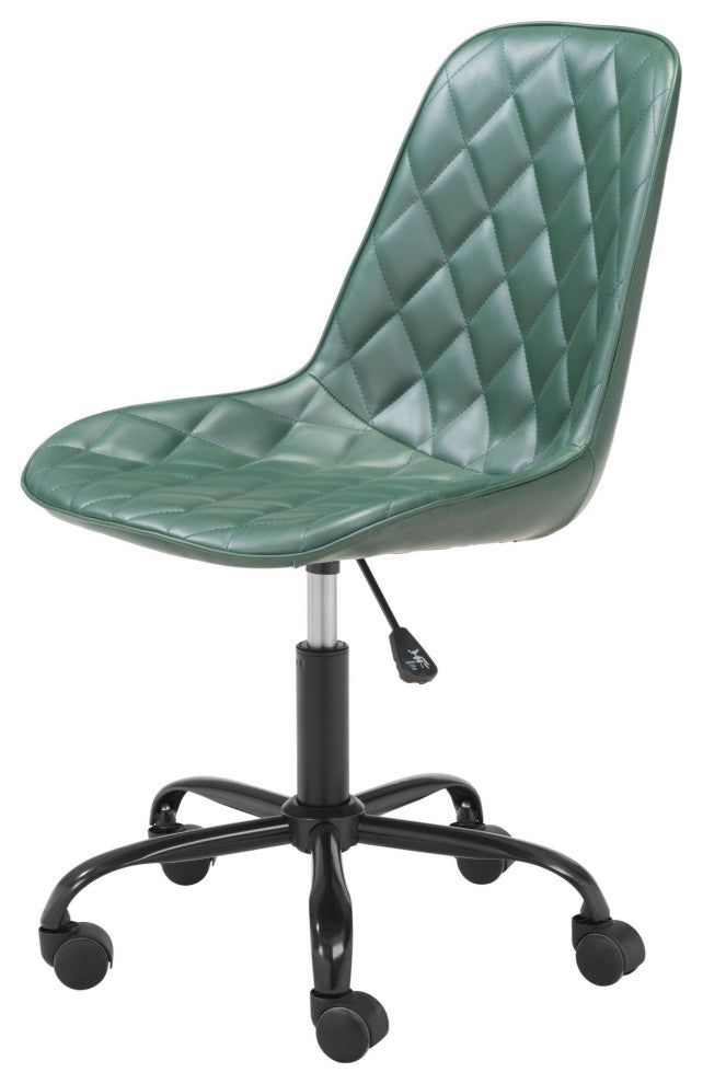 Computer Chair, Faux Vinyl Leather, Steel, Green, Black, Home Business Office
