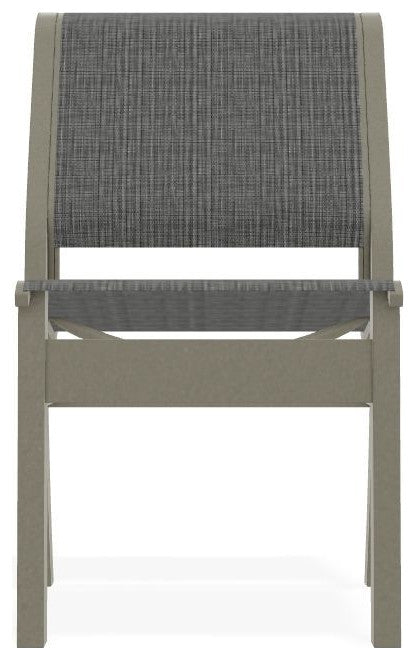 Leeward Sling Stackable Outdoor Dining Chair, Anchor/Storm