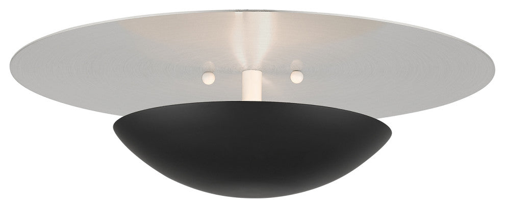 Livex Lighting Ventura 2-Light Large Wall Sconce, Black/Brushed Nickel