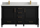 Aberdeen 60 Double Bathroom Vanity in Black 2" Carrara Quartz