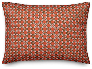 Folk Geometric Pattern in Red Throw Pillow
