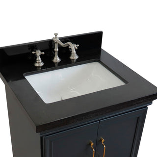25" Single Vanity, Dark Gray Finish With Black Galaxy And Rectangle Sink