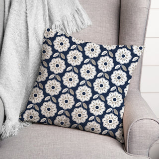 Navy Gray Mod Pattern 18x18 Indoor/Outdoor Pillow