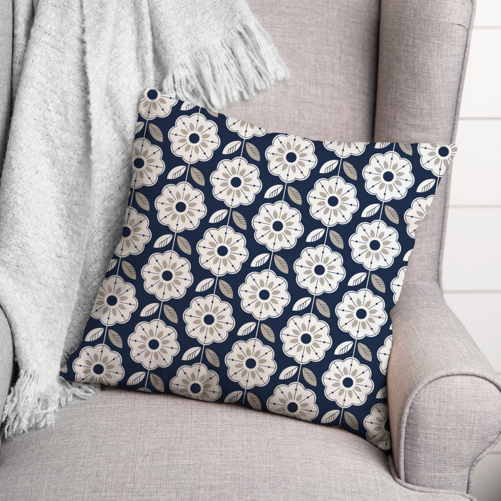Navy Gray Mod Pattern 18x18 Indoor/Outdoor Pillow