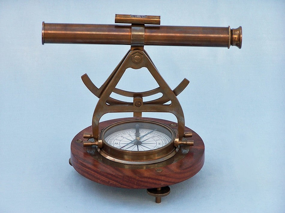 Alidade Compass, Antique Brass, 14''