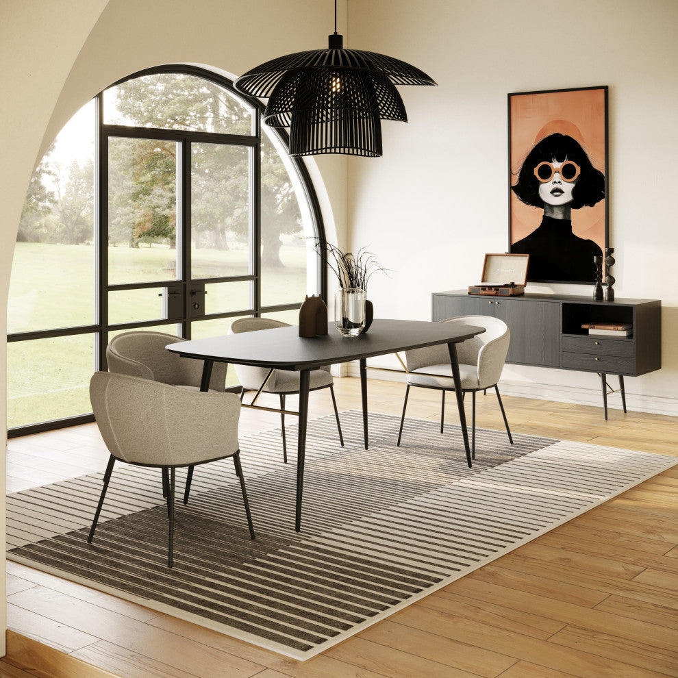 Modrest Billy Modern Black Oak and Gold Extendable Dining Table