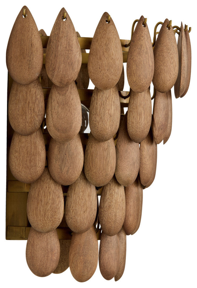 Capital Lighting 654411 Ravi 12" Tall Wall Sconce - Light Wood / Patinaed Brass