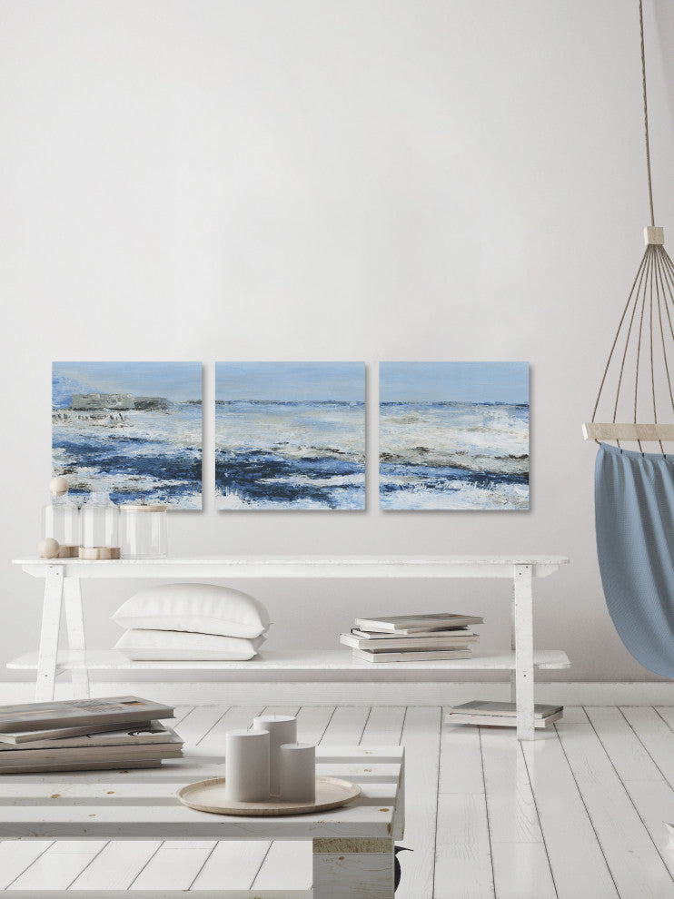 Ultimate Blue Waves II Triptych, 144"x48"