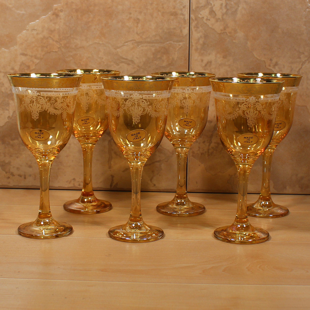 Set of 6 Goblets, Royal Corona Designs, Amber