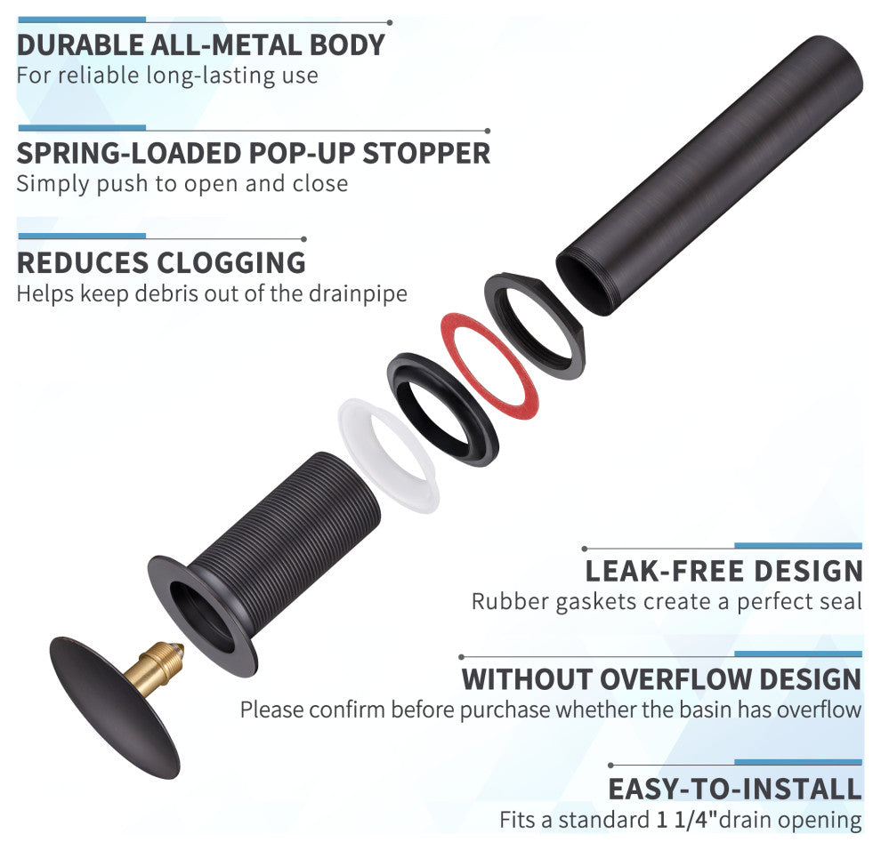 HEATGENE Bathroom Sink Drain, Pop Up Drain, Venetian Bronze, Without Overflow