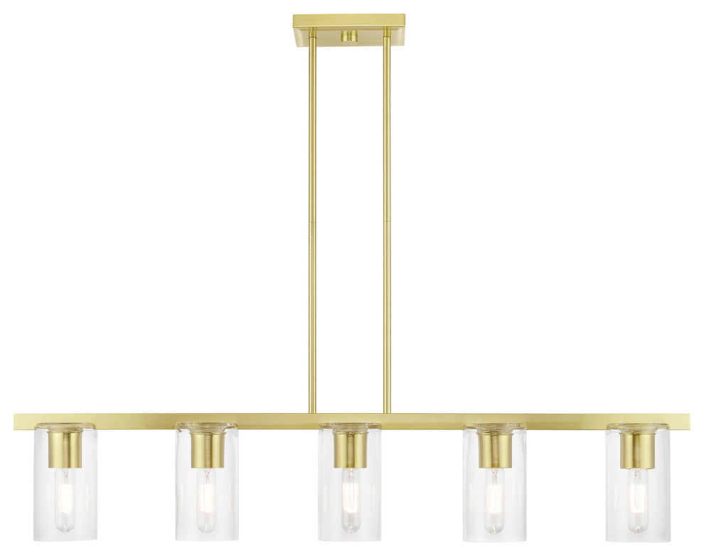 Clarion 5 Light Satin Brass Linear Chandelier
