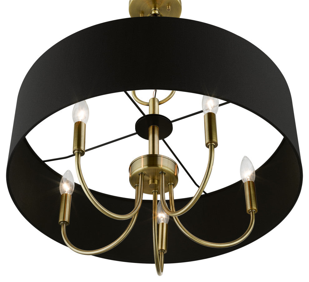Livex Lighting 5 Light Antique Brass Pendant Chandelier