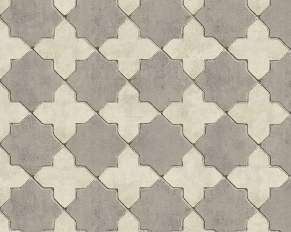 Mosaic Textured Wallpaper Featuring Star Shaped Tile, 374215