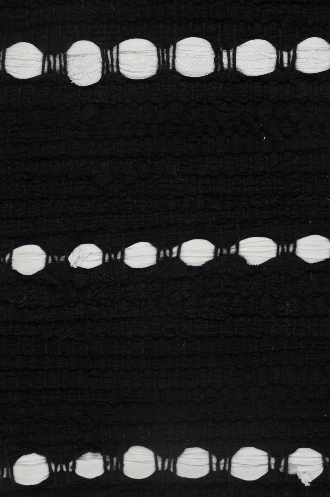 Black and White Striped Jute Bordered Throw Pillow