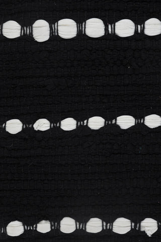 Black and White Striped Jute Bordered Throw Pillow