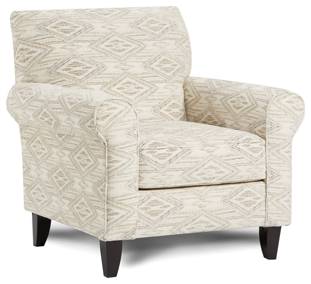 Chenille Upholstered Chair With Rounded Arms, Diamond Multi