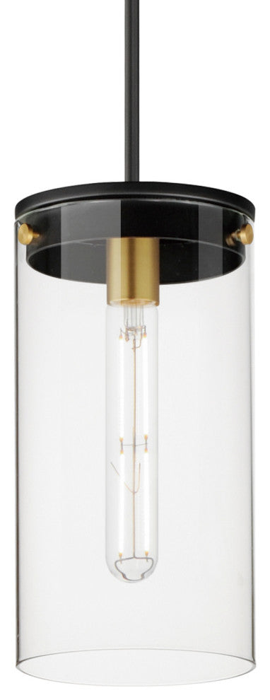 Maxim 12408CL Pinn 8"W Mini Pendant - Black / Satin Brass