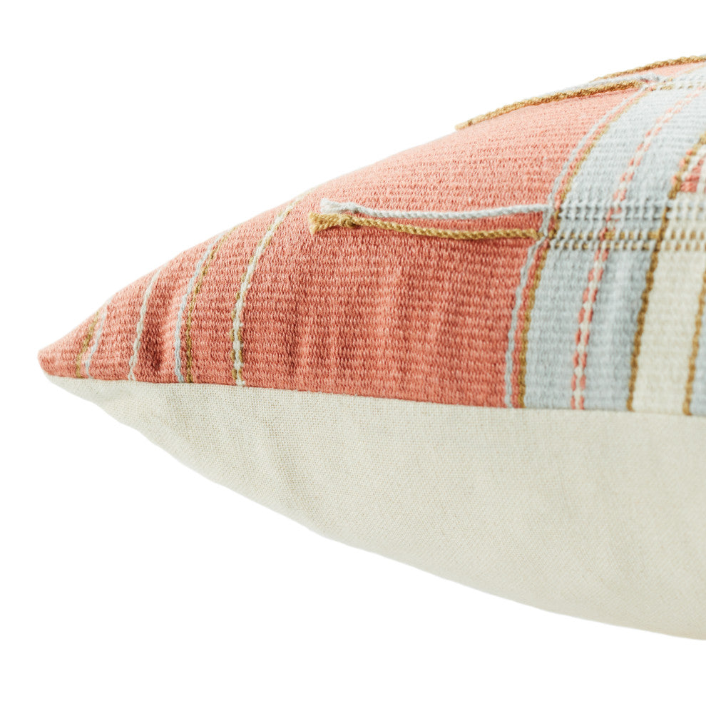 Jaipur Living Peren Tribal Coral/Blue Poly Fill Pillow 18" Square