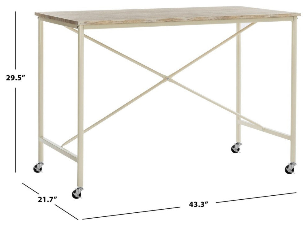 Safavieh Callie Rolling Desk, Rustic Brown/Cream