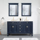 60 In Bathroom Vanity Set with 2Pcs 26 Inch Mirrors, Quartz Top, cUPC Certified, Navy Blue
