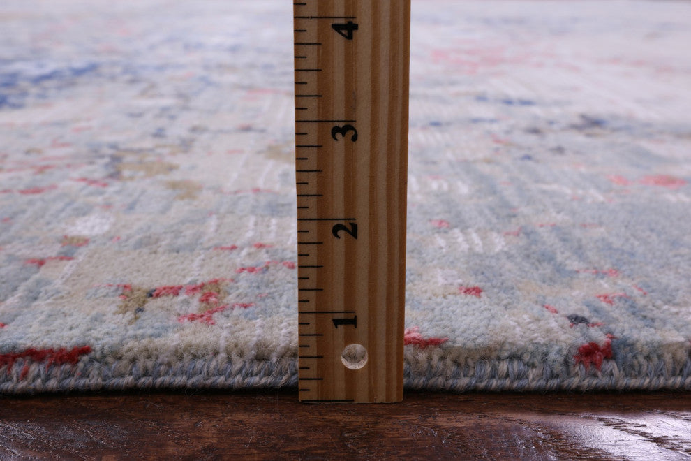 9' 0" X 12' 1" Wool and Silk Hand Knotted Abstract Rug Q12093