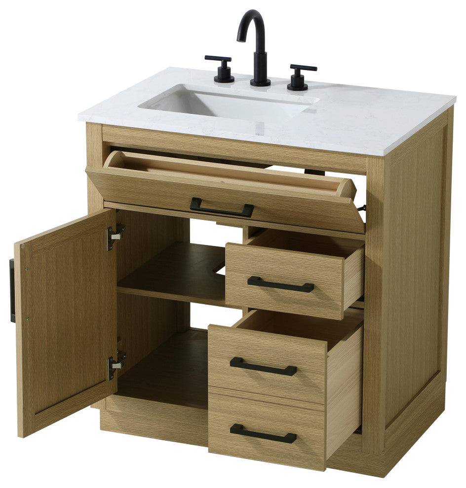 Home Living 32" Single Bathroom Vanity, Honey Brown