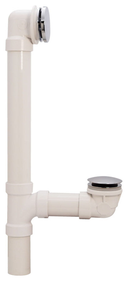 Illusionary Overflow 12" & 4" Sch. 40 PVC Bath Waste and Overflow Tip-Toe, Polished Nickel