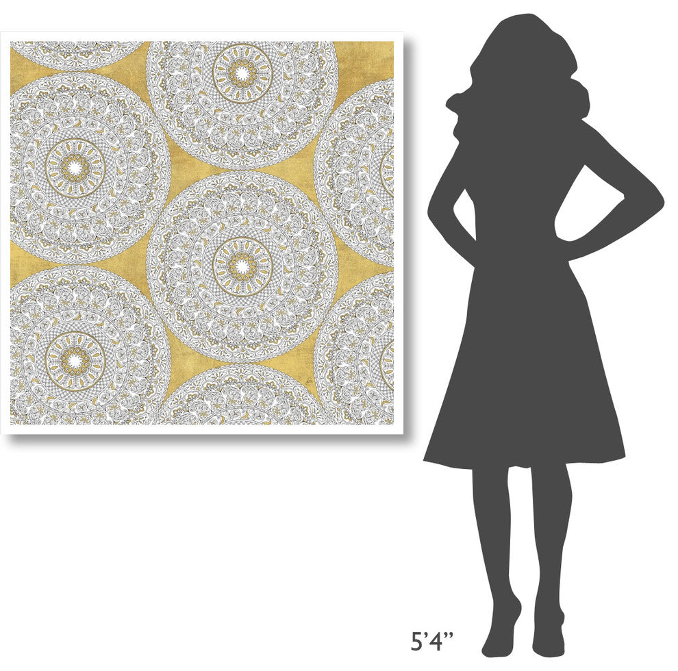"Color my World Mandala Pattern Gold" Paper Print by Daphne Brissonnet, 42"x42"