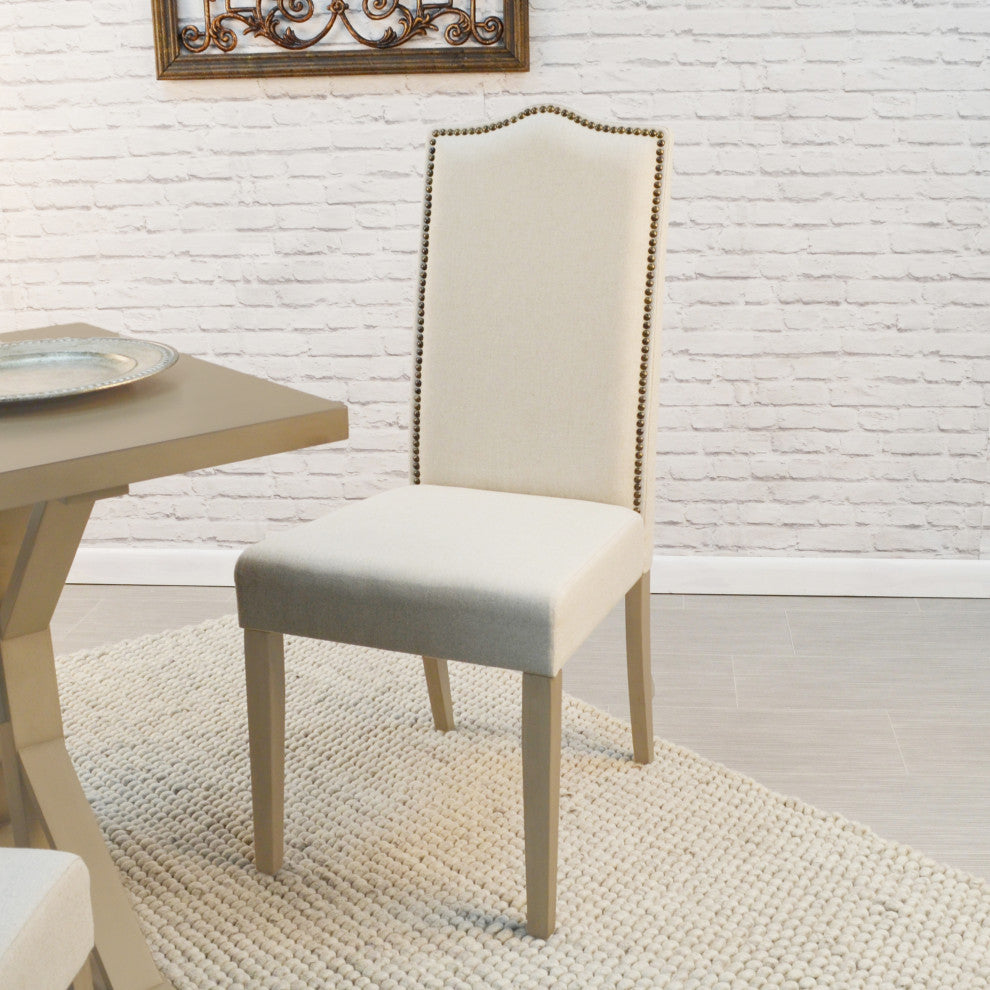 Emily Nailhead Parsons Upholstered Chair, Weathered Gray/Cream