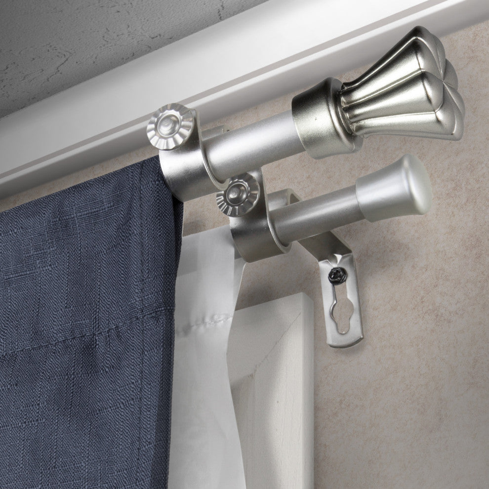Pasha 5/8" Double Curtain Rod Satin Nickel