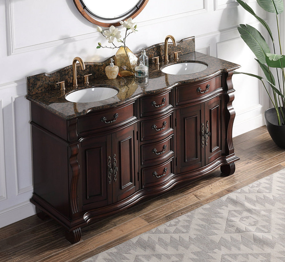 64" Timeless Classic style Hopkinton Double Sink Bathroom Vanity GD-4438SB-64