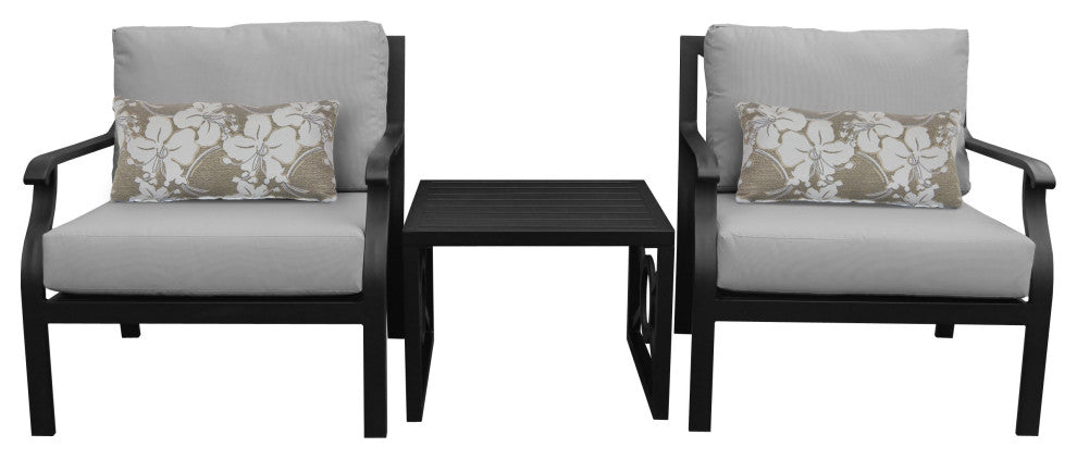 kathy ireland Madison Ave. 3 Piece Aluminum Patio Furniture Set 03a, Slate