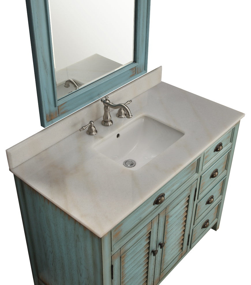 42" Distress Blue Abbeville Bathroom Sink Vanity