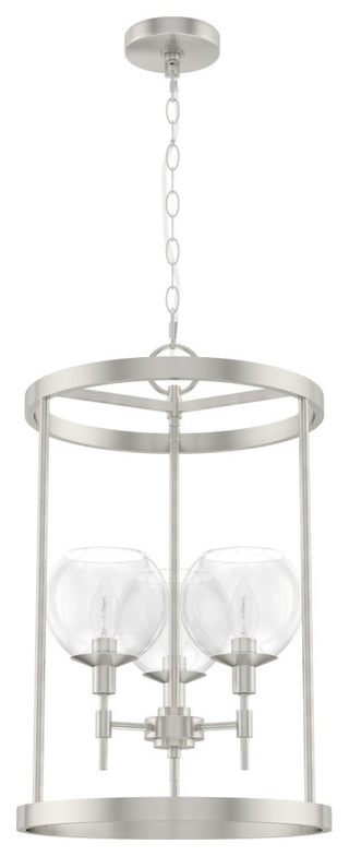 15" Xidane Brushed Nickel, Clear Glass 3-Light Pendant