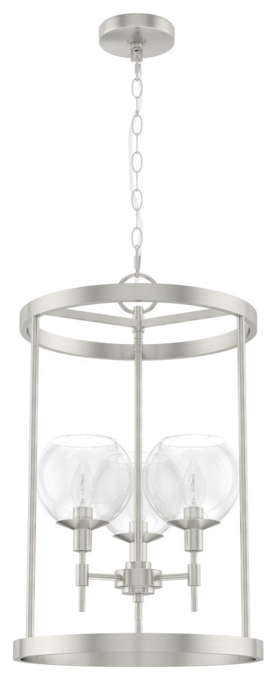 15" Xidane Brushed Nickel, Clear Glass 3-Light Pendant