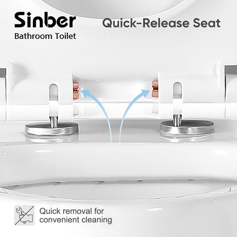 Sinber 28" One Piece Bathroom Toilet with Cotton White Finish and and Dual Flush