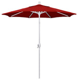 7.5' Matted White Push-Button Tilt Crank Aluminum Umbrella, Red Pacifica