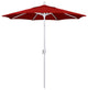 7.5' Matted White Push-Button Tilt Crank Aluminum Umbrella, Red Pacifica