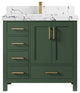 Malibu 36 Center Sink Bath Vanity in Lafayette Green 2" Viola Night