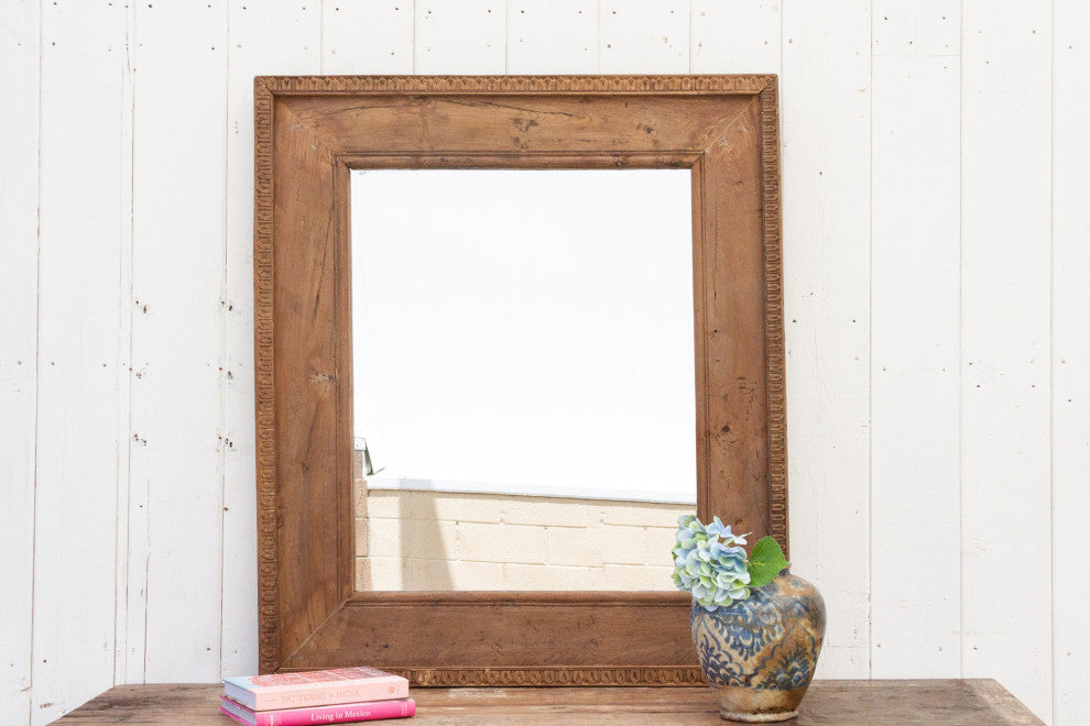 Reclaimed Teak Wood Rustic Framed Mirror