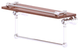 Carolina Crystal 16" Gallery Wood Shelf With Towel Bar, Satin Chrome